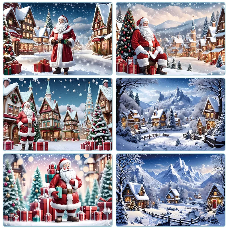 

Suministros Navideño Christmas Backgrounds Santa Claus Tree Photography Backdrops Outdoor Snow Photography Party Decoration