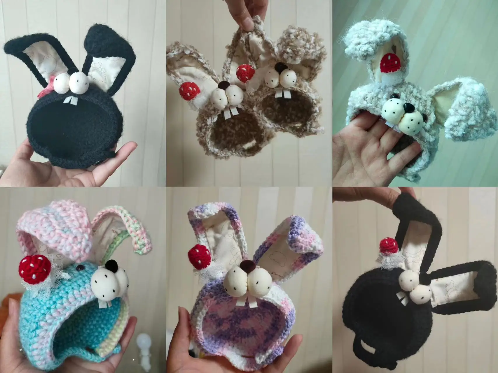 

Dula Handmade Mushroom rabbit ears yarn Knitted hat cap Blythe ob24 ob22 ob11 Azone Licca ICY JerryB 1/6 Bjd Doll Accessories