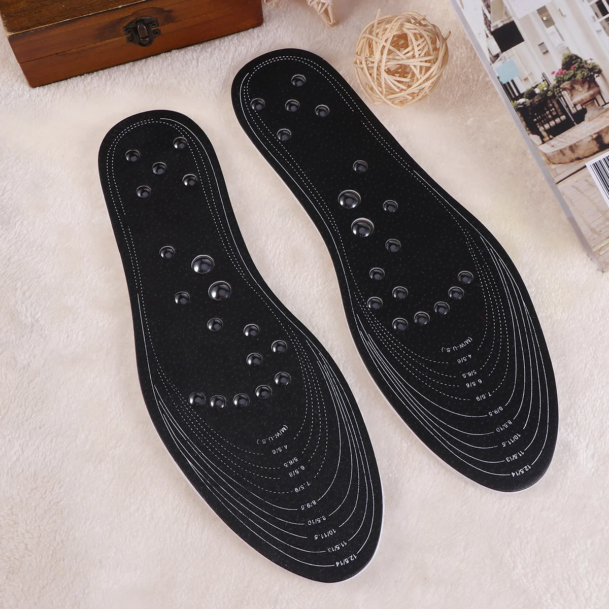 

1Pair Magnetic Massage Insoles Black Cuttable Magnetic Acupressure Pads Stimulate Reflex Points and Improve Blood Flow
