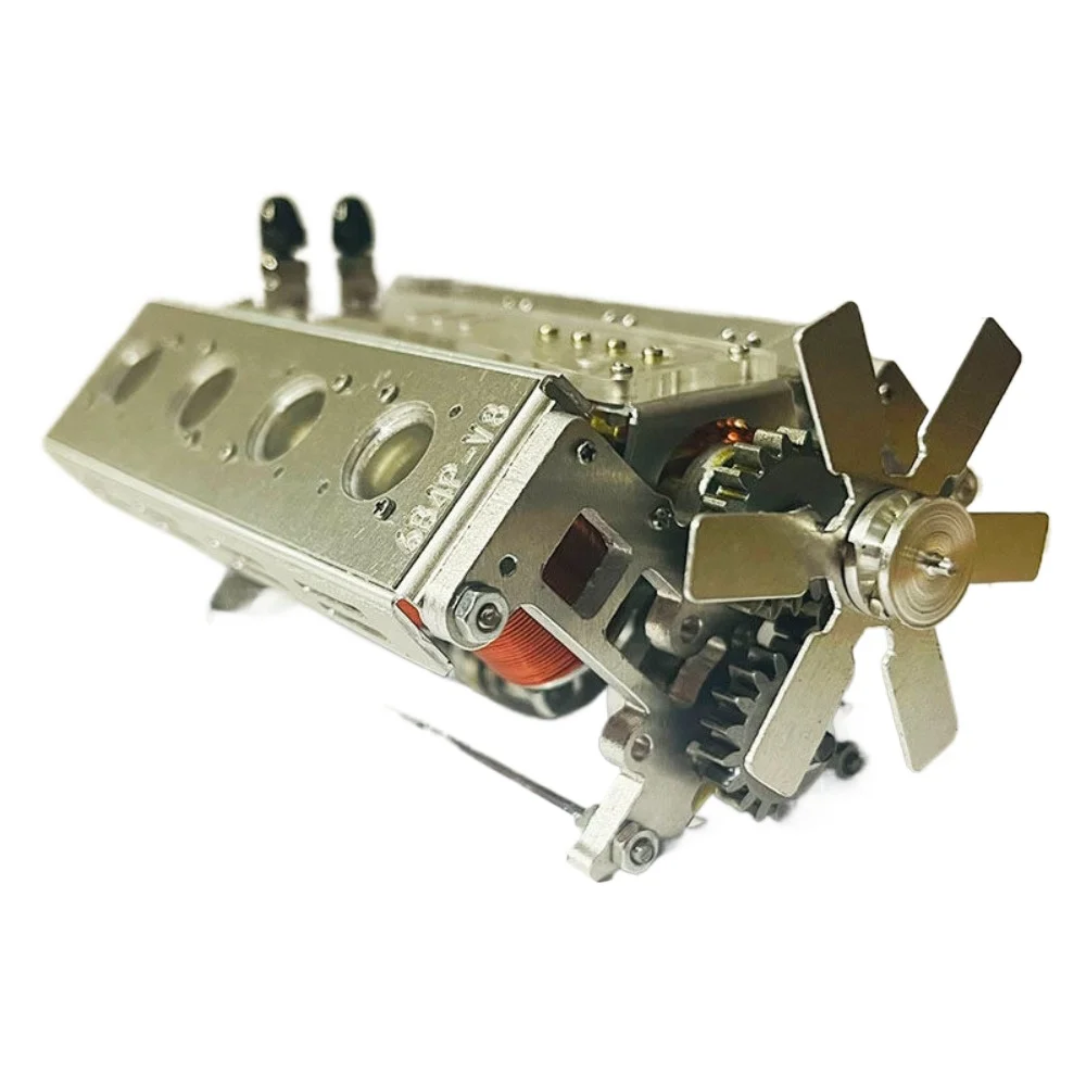 V8 Metal Engine Model V6 Horizontally Opposed Engine Compatible with Remote Control Vehicles Boats for Engine Assembly Model