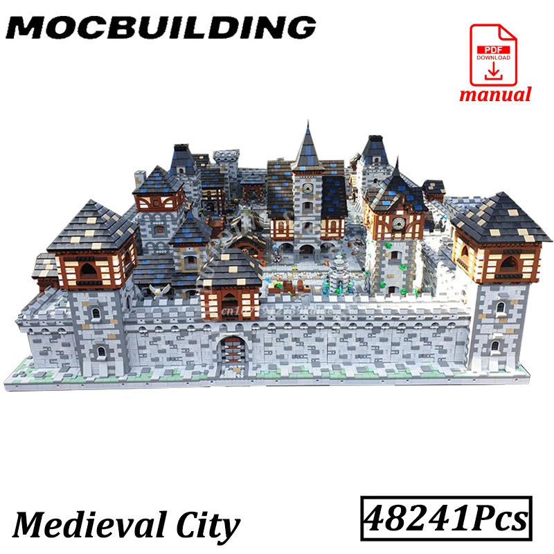 Mini Medieval City Bricks Town Castle Tower Wall Gate House Bridge MOC Building Blocks Street View Toys Construction Gift