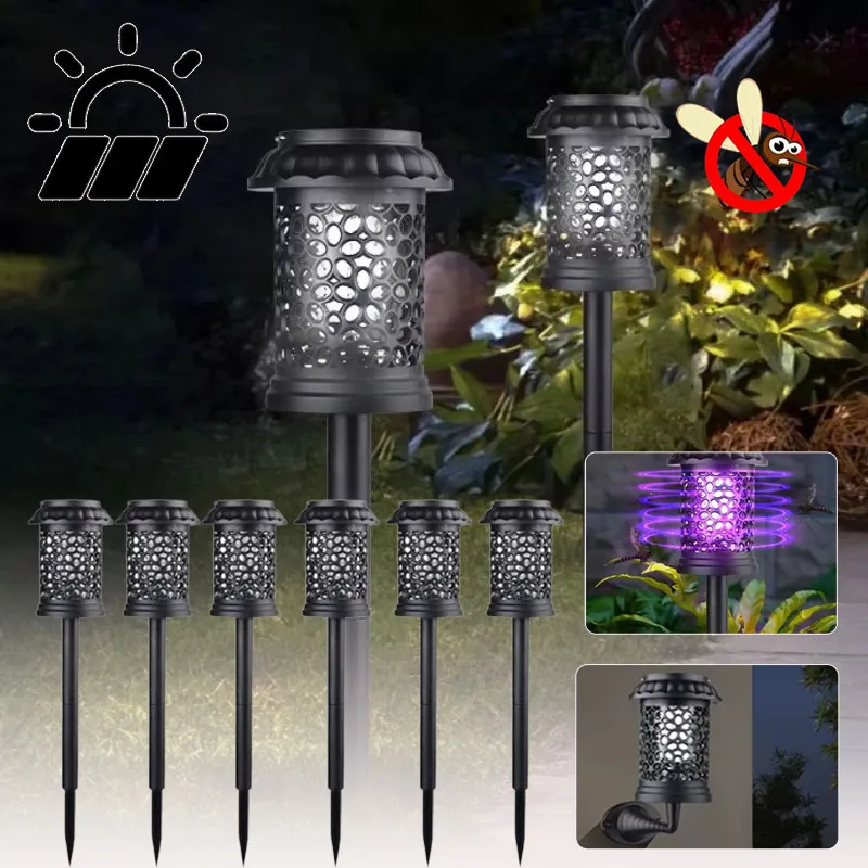 

1-4PCS 3 in 1 Solar LED Mosquito Killer Lamp Waterproof Bug Zapper and Trap for Outdoor Lawn Garden Camping Use