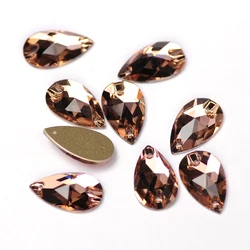 K9 Glass Light Peach Sew On Teardrop Crystal Rhinestones Strass Crystal Sewing Stones rhinestone crystal for Needlework
