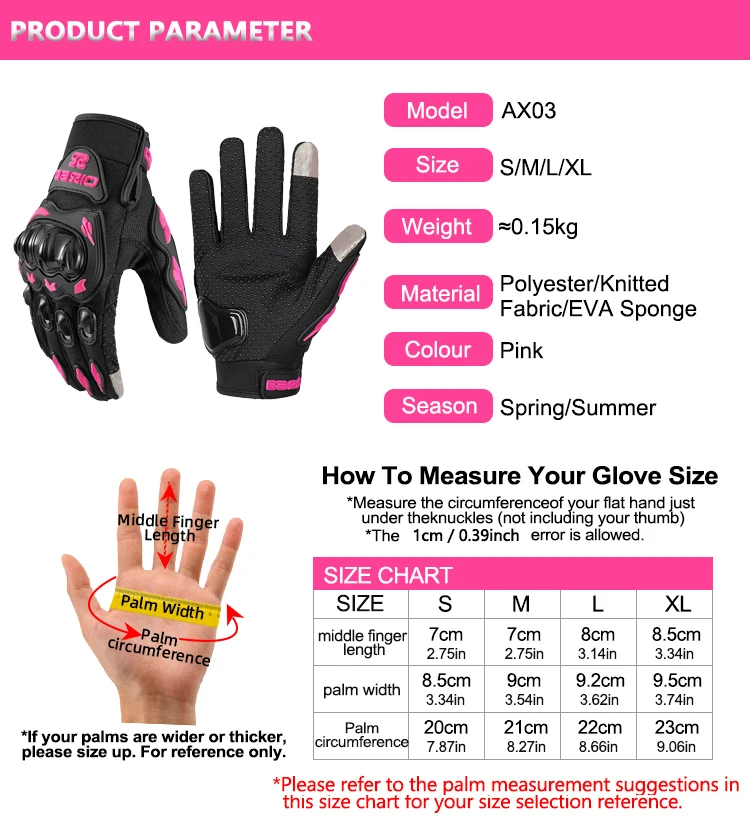 Sommer Dame Rosa Motorrad Handschuhe Frauen Atmungsaktive Motorrad Reiten Handschuhe Anti-herbst Touch Funktion Motocross Moto Biker Handschuhe – Detail 2