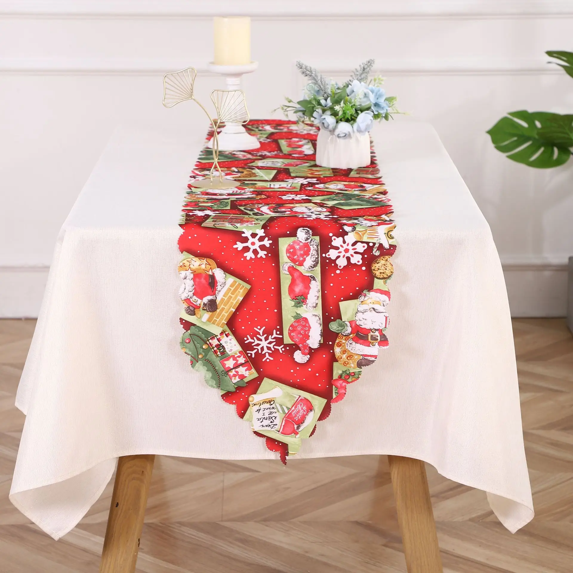 Check Plaid Christmas Table Runner 71Inches Long Seasonal Winter Xmas Party Decoration Holiday Home Kitchen Dining Room Decor