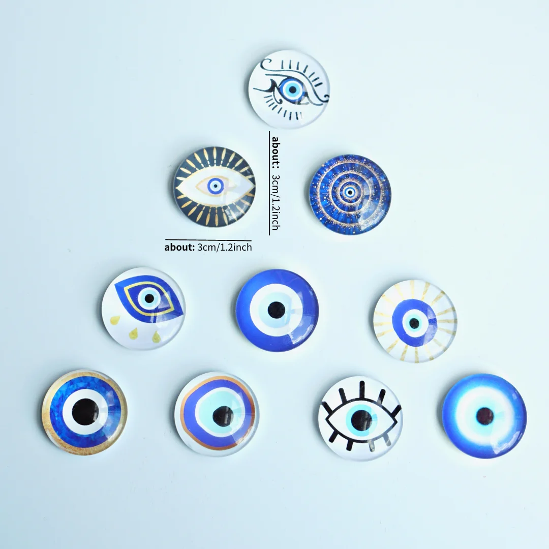 10 Pcs,Devil\'s Eye Fridge Magnets, Glass Fridge Stickers, Blue Devil Eye Home Decor, Creative Gift,Magnetic Refrigerator Sticker
