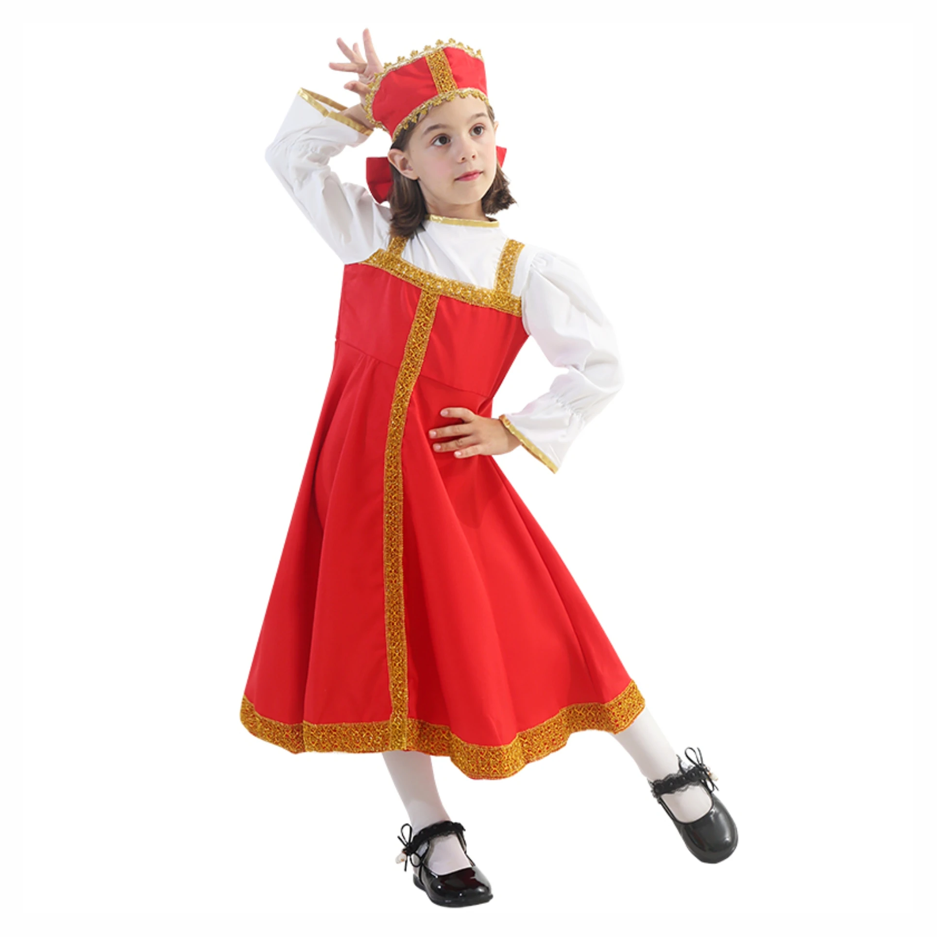 Halloween Russian Dance Girl Costume Red Sarafan Folk Party Fancy Dress Russian National Traditional Clothing