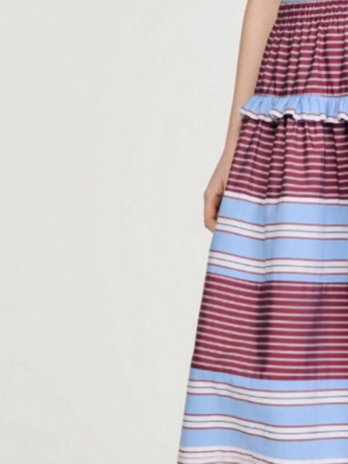 

Spring/Summer Women Turn-down Collar Contrast Stripe Spliced Set Sleeveless Top + Hign Waist A-Line Loose Fashion Maxi Skirt