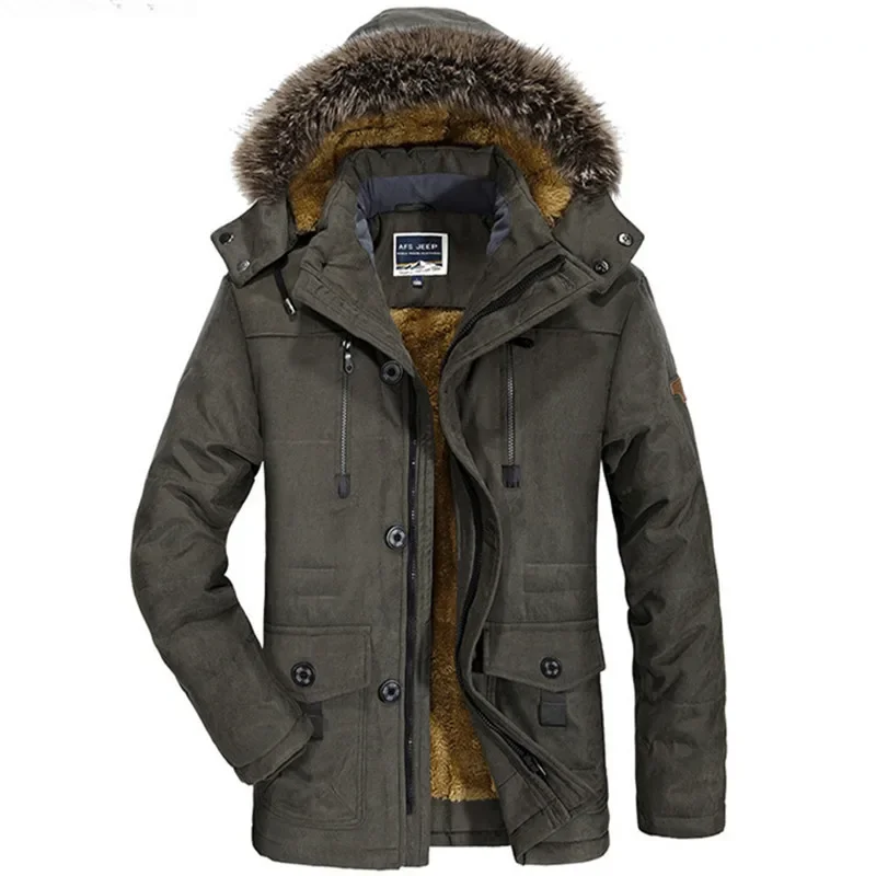 Doudoune à capuche longue et épaisse pour homme, veste de travail couvertes pour homme, parka chaude, multi-poches, combinaison d\'hiver, haute