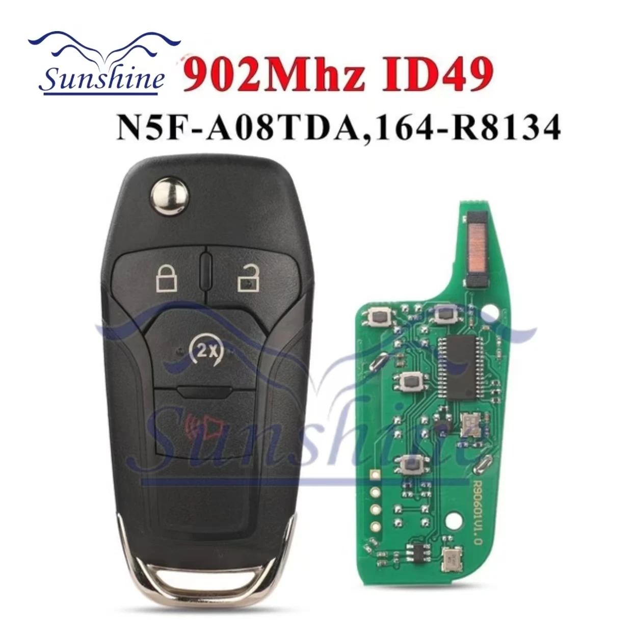 World Car key Remote Key Fit For Ford F150-F550 Fusion Explorer N5F-A08TDA ID49Chip 902Mhz Auto Smart Control HU101 Flip Key