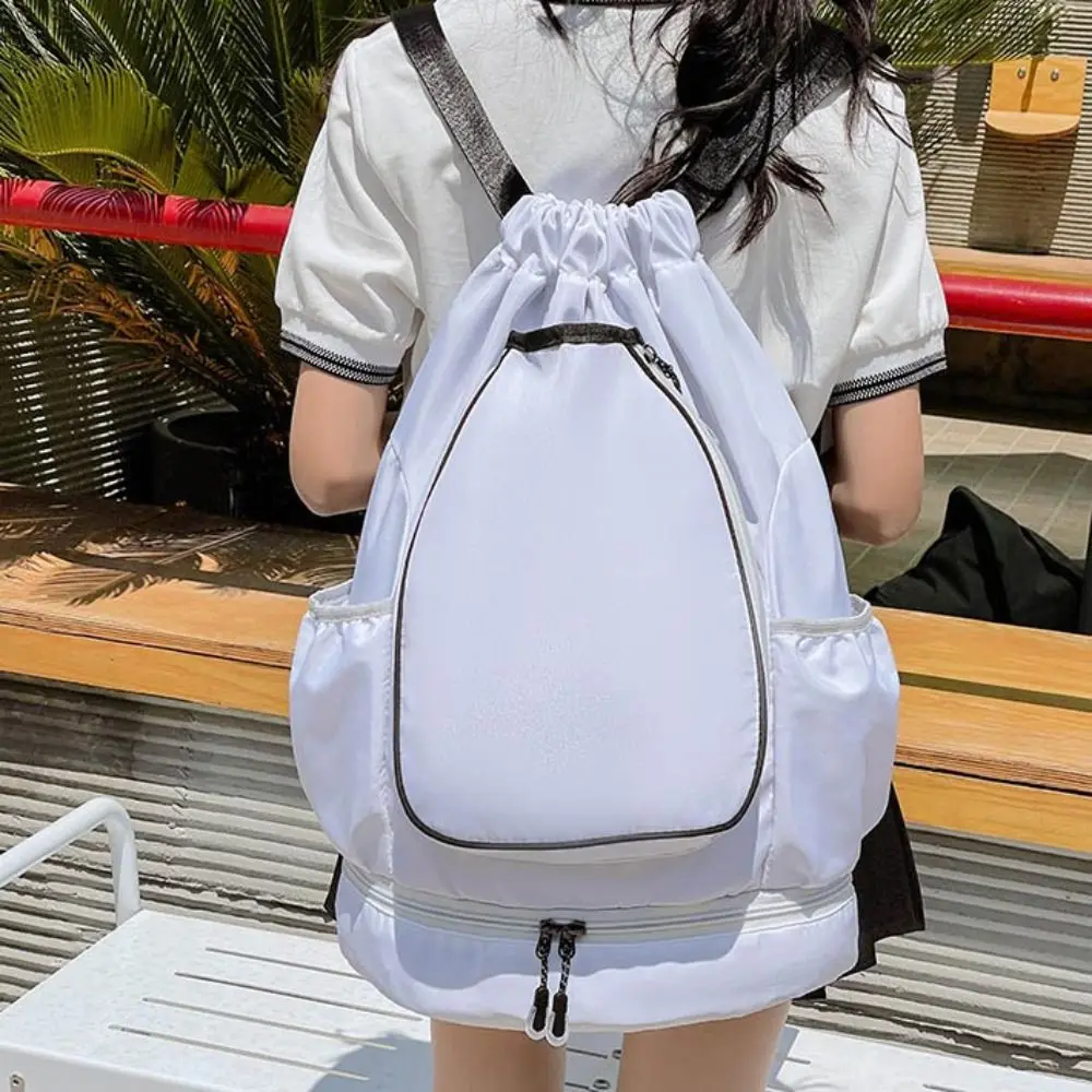 2 Rackets Tennis Racket Backpack Large Capacity with Shoes Pocket Gym Pack Drawstring Closure Adjustable Strap