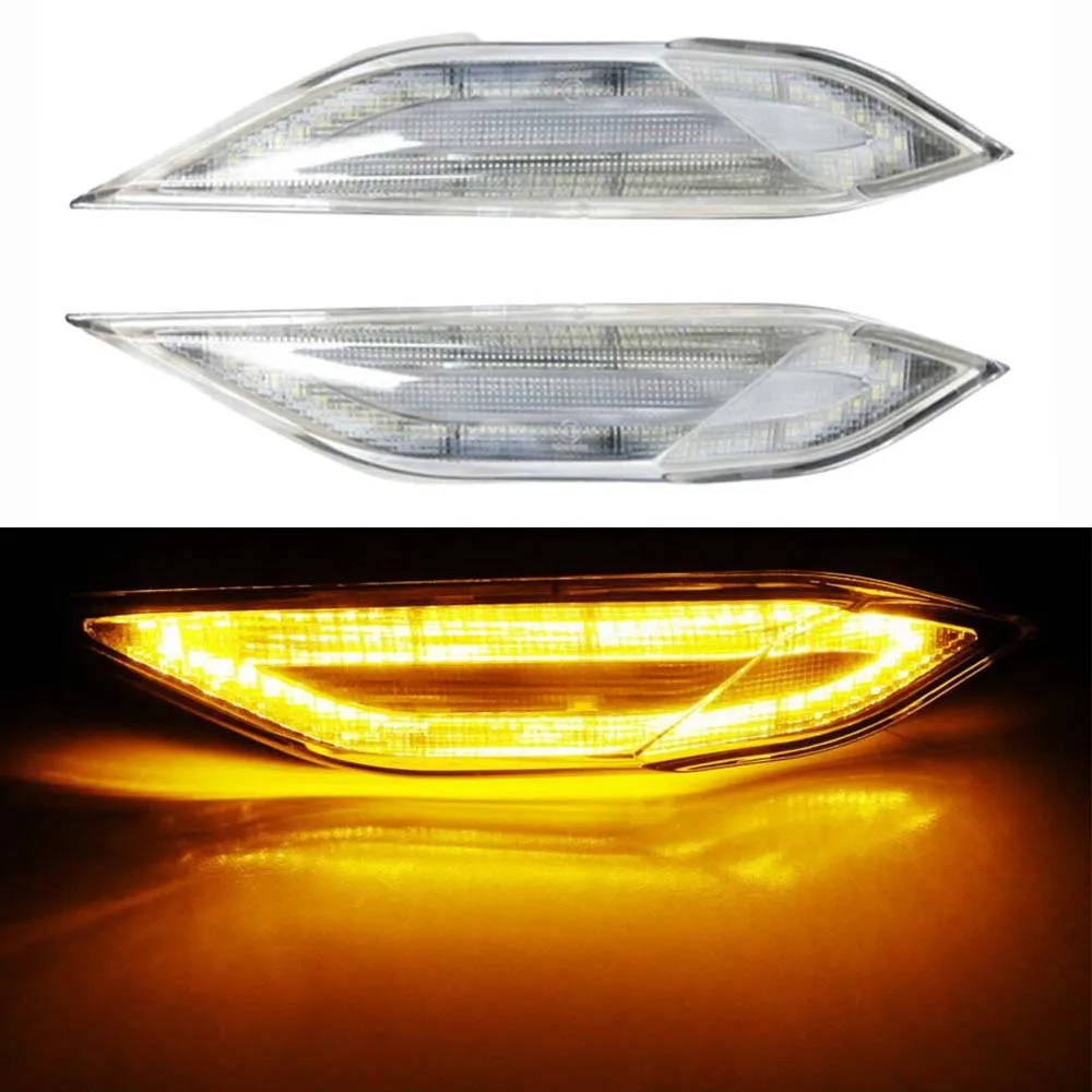 1 Pair Clear/Black 12V LED Side Marker Light Yellow PO2554102/PO2555102/ 958 631 071 00 for Porsche Cayenne 958 92A 2011-2014