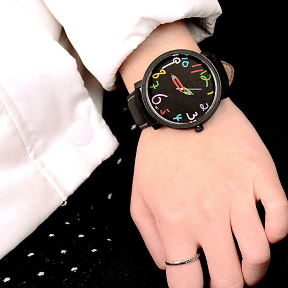 1Pcs Waterproof Kids Quartz Watch Cartoon Pattern Black Dial Adjustable Strap Lovely Gift for Children Kids Watch