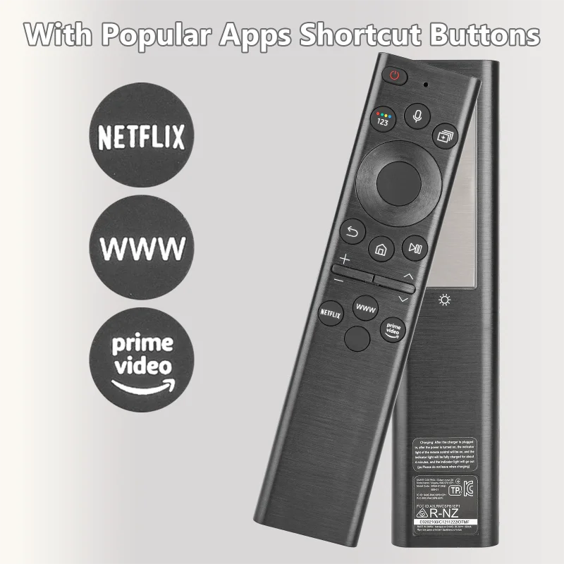 BN59-01385D لاستبدال جهاز التحكم عن بعد بالطاقة الشمسية الصوتي سامسونج مع أزرار NETFLIX PrimeVideo، لتلفزيون سامسونج QE43QN90BAT