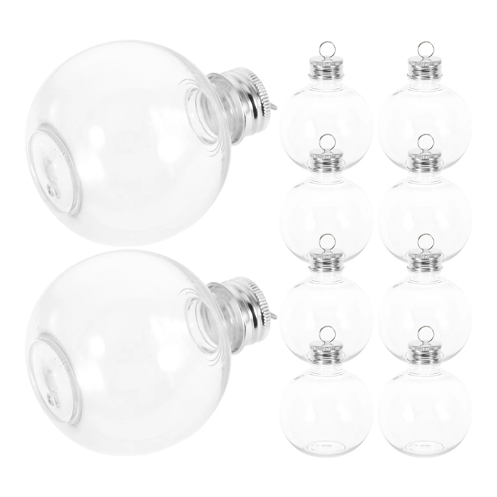

10Pcs Clear Christmas Fillable Plastic Ornament Balls Transparent Bottles for Cold Drinks Holiday Hanging Decorations
