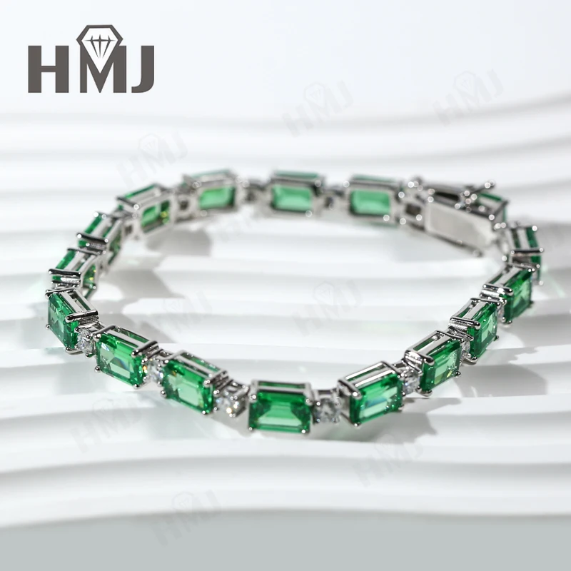 

Tennis Bracelet Ruby Columbia Emerald Cut 925 Sterling Silver Classical Anniversary Gift No Fade Hypoallergenic Top Quality