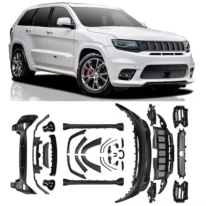 New Style Upgrade Body Kit Auto Parts Front Rear Complete Bumper Kit with Hood for Grand Cherokee SRT8 2017-2020