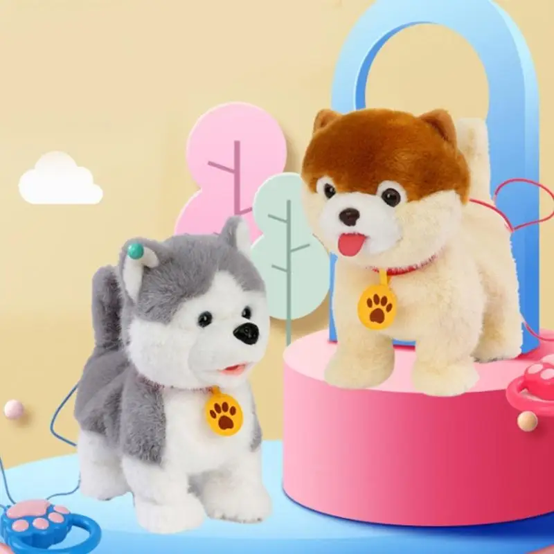 Dog del peluche giocattolo elettrico morbido con simulazione reali azioni per animali domestici per bambini