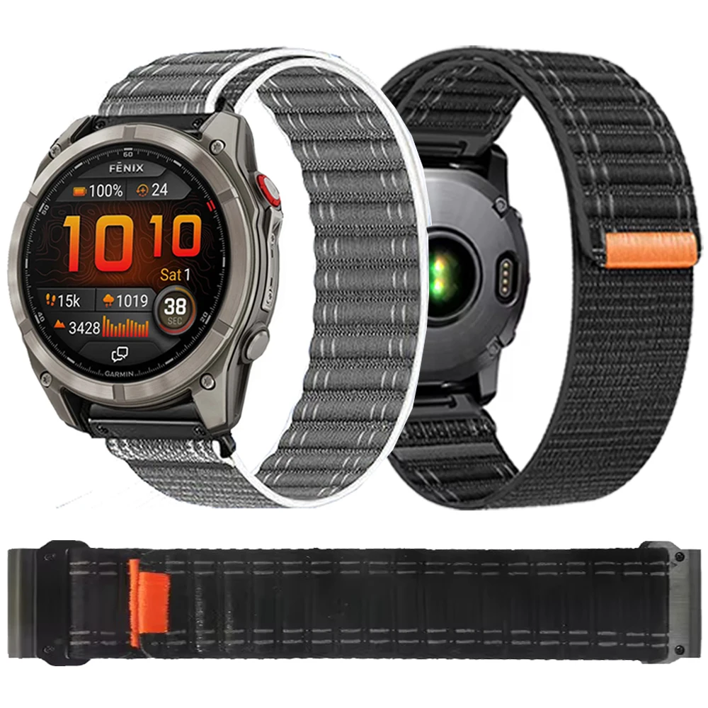 QuickFit 22 26 mm Nylon-Uhrenarmband für Garmin Fenix 8 Pro E 7 7X 6 6X 5 5X Plus/Enduro 3/Epix Pro Gen 2/instinct 2X Armband