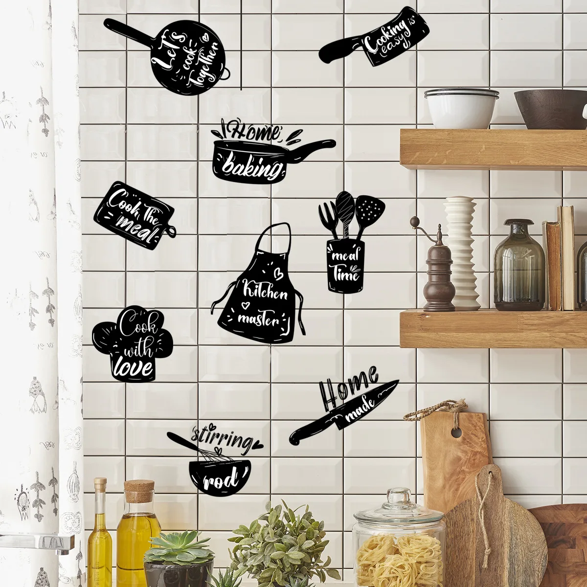 30*60cm Kitchen Tableware Logo Wall Stickers Background Wall Restaurant Home Decoration Mural Wall Stickers Wallpaper Ms6264