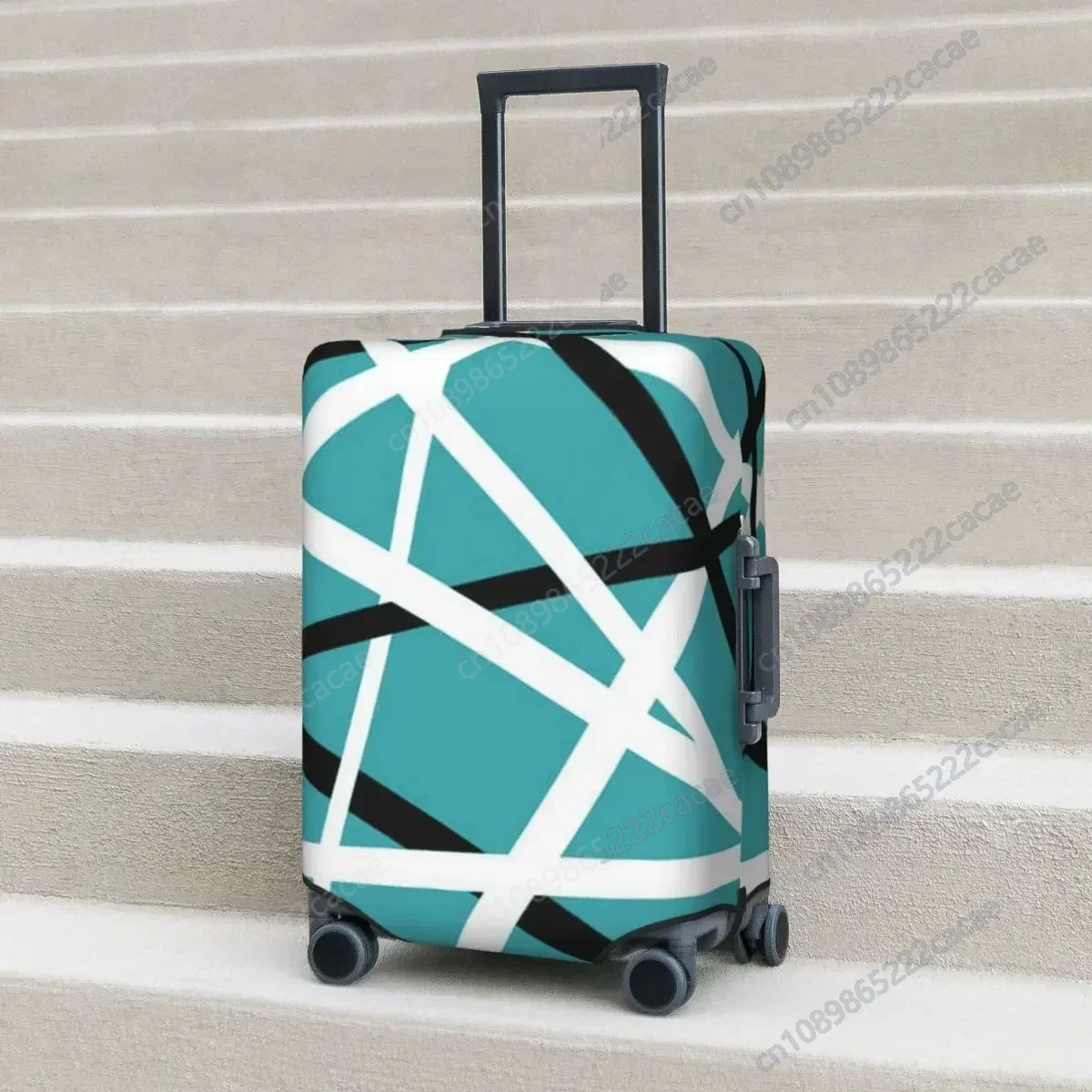 Simple Blue Abstract Geometric Suitcase Cover Van Halen Cruise Trip Flight Strectch Luggage Case Protector