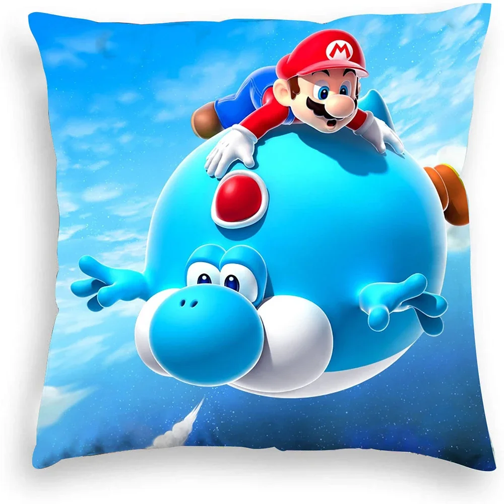 Super Mario Bros Luigi Cartoon Cushion Cover  Game Pillowcase Anime Figures Mario Sofa Car Home Pillow Cover 45x45cm