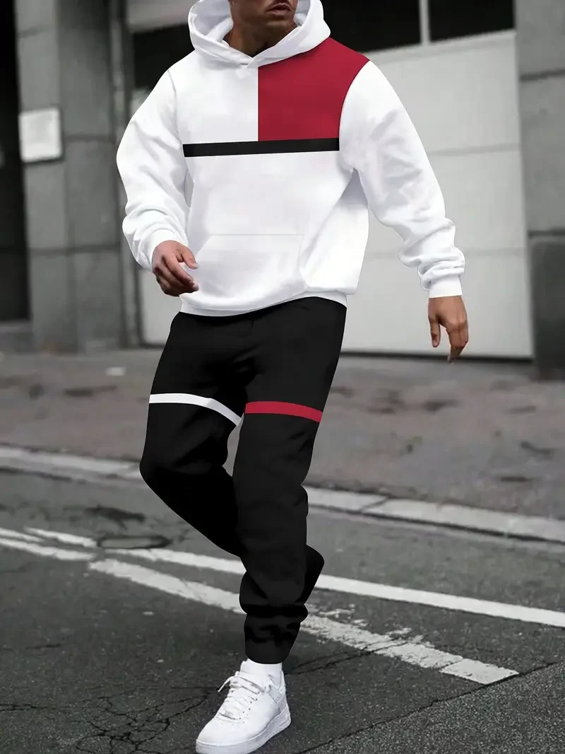 Ensemble deux pièces pour hommes, sweat à capuche et pantalon, Design Simple, automne-hiver, plein air, rue, Hip Hop, vêtements à manches longues, survêtement ample et décontracté