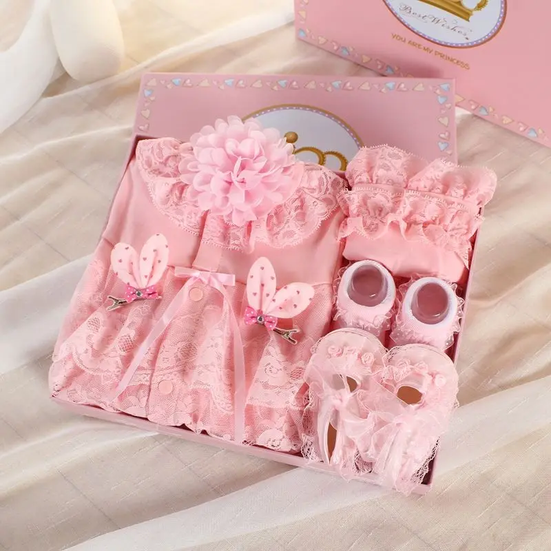 Spring and summer baby gift box newborn gift girl baby princess style gift pure cotton lace thin section