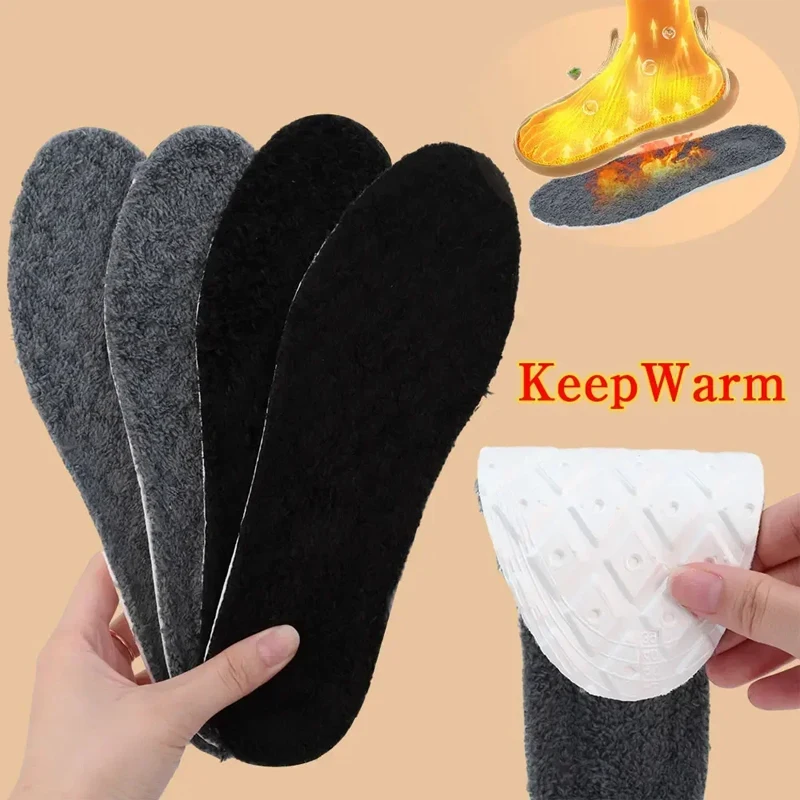 2pcs Self Heated Thermal Insoles for Feet Winter Warm Wool Thermal Memory Foam for Men Women Sports Shoes Self-heating Shoe Pads