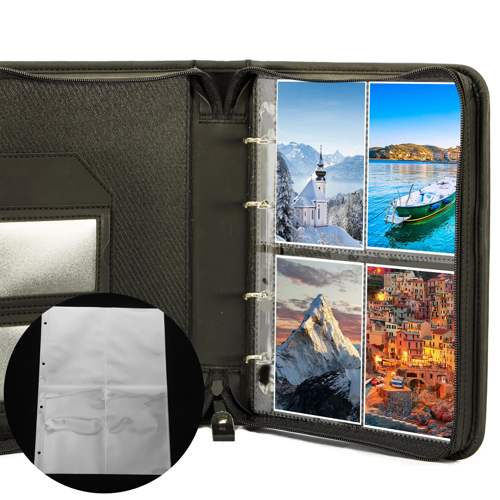 

60 Pcs A4 Transparent Card Album Pages Postcard Sleeves Photo Storage Supplies Picture Holders Clear Plastic Protect Photos