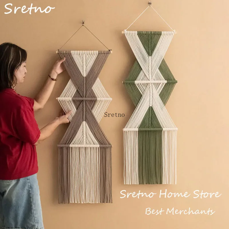 

2025 New Cotton Handmade Weaving Tassel Tapestry Nordic Style Wall Decor Macrame Wall Hanging Boho Home Living Room Decoration