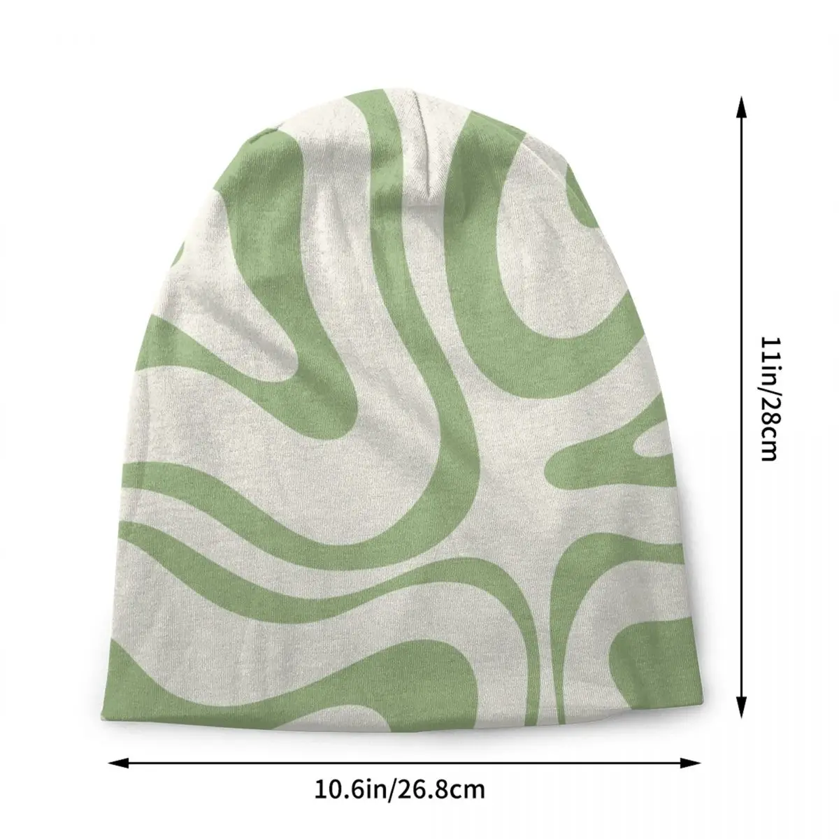 Sage Liquid Swirl Abstract Pattern Bonnet Hat Knit Hat Men Women Fashion Unisex Warm Winter Beanies Cap