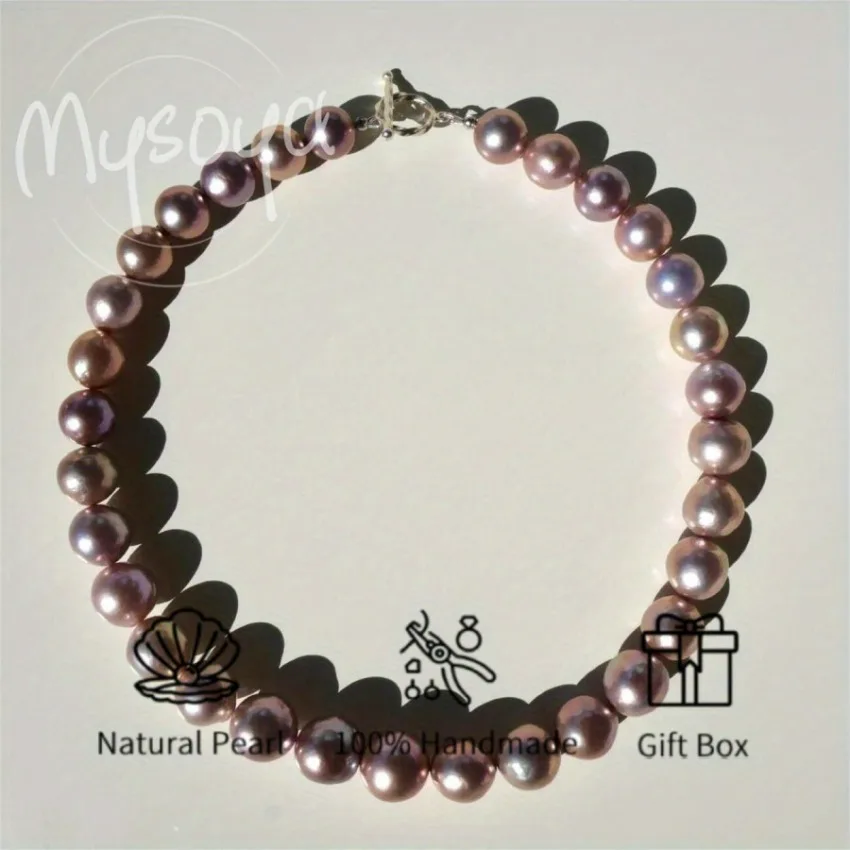 

MYSOYA 11-15 мм большое натуральное фиолетовое ожерелье с морщинами в стиле барокко, ожерелье с жемчугом разных размеров, подарочная коробка на день рождения, свадьбу, Рождество, Новый год, подарок