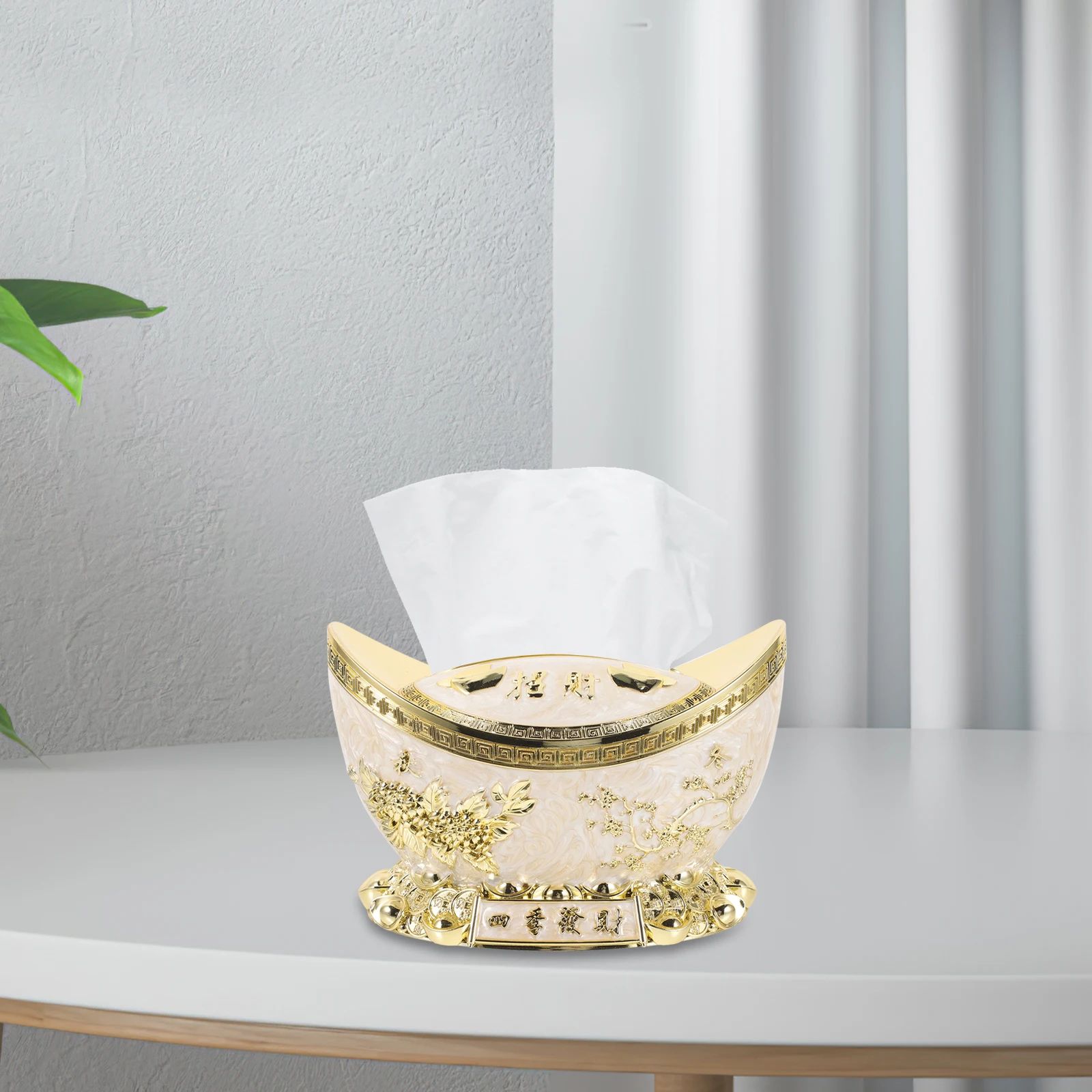 

Creative Big Ingot Tissue Box Golden Luxury Napkin Holder Decorative Dispenser for Home Office Hotel Refillable Plastic Storage