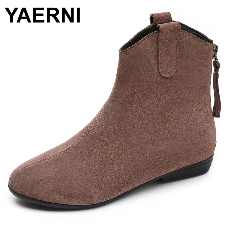 

2025 г., матовые туфли премиум-класса из воловьей кожи, женские ботинки, ботинки челси с молнией сзади, новые зимние ботинки большого размера с острым носком