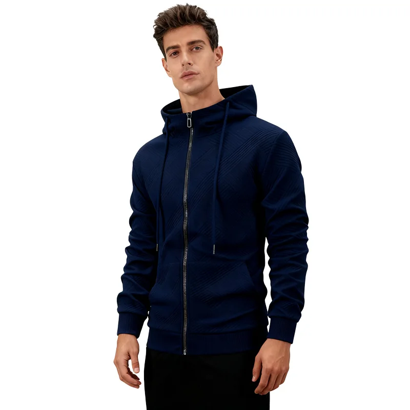 الخريف الشتاء الرجال البلوز سترة طويلة الأكمام هوديي كامل سستة إغلاق سترة الذكور هوديس البلوز سليم صالح الذكور الملابس #5