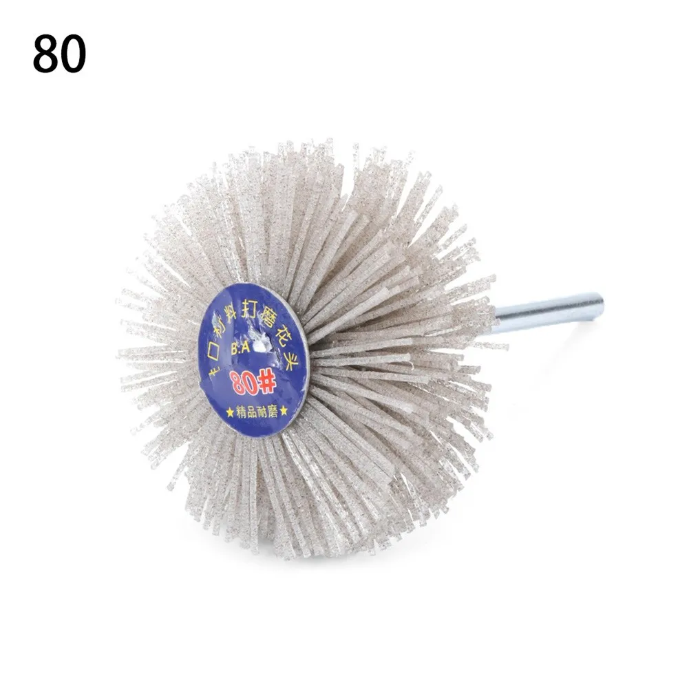 1PC 80mm Schleifen Rad Pinsel Nylon Polieren Schleif Dreh Holz 80-600 Grit Polieren Pinsel Dreh Werkzeuge Zubehör