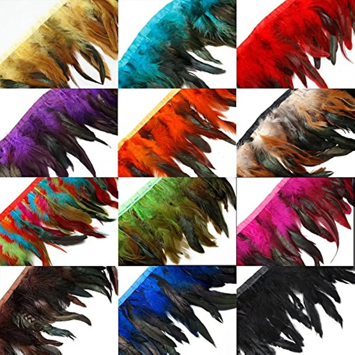 

1Meter Natural White Chicken Feathers Trim Fringe 10-15cm Rooster Feather Ribbon for Festival&Party Clothing Decoration Craft