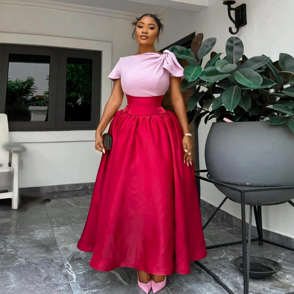 Abiti da ballo africani in raso extra gonfio Abito da festa lungo formale in taffettà drappeggiato alla moda Nuovi abiti da celebrità in raso di vendita calda