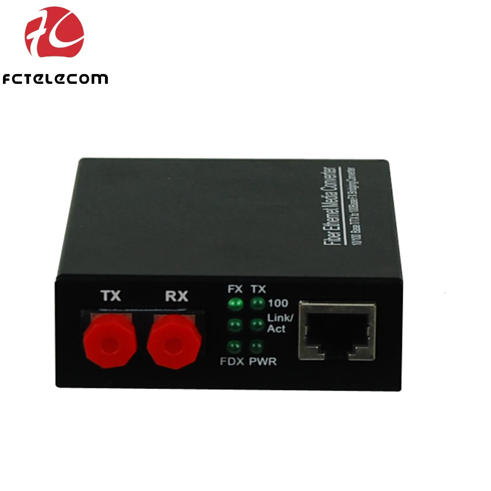 FE Fiber Media Converter power external 100M Ethernet RJ45 over fiber 850/1310/1550 nm SC FC LC SFP fiber connector