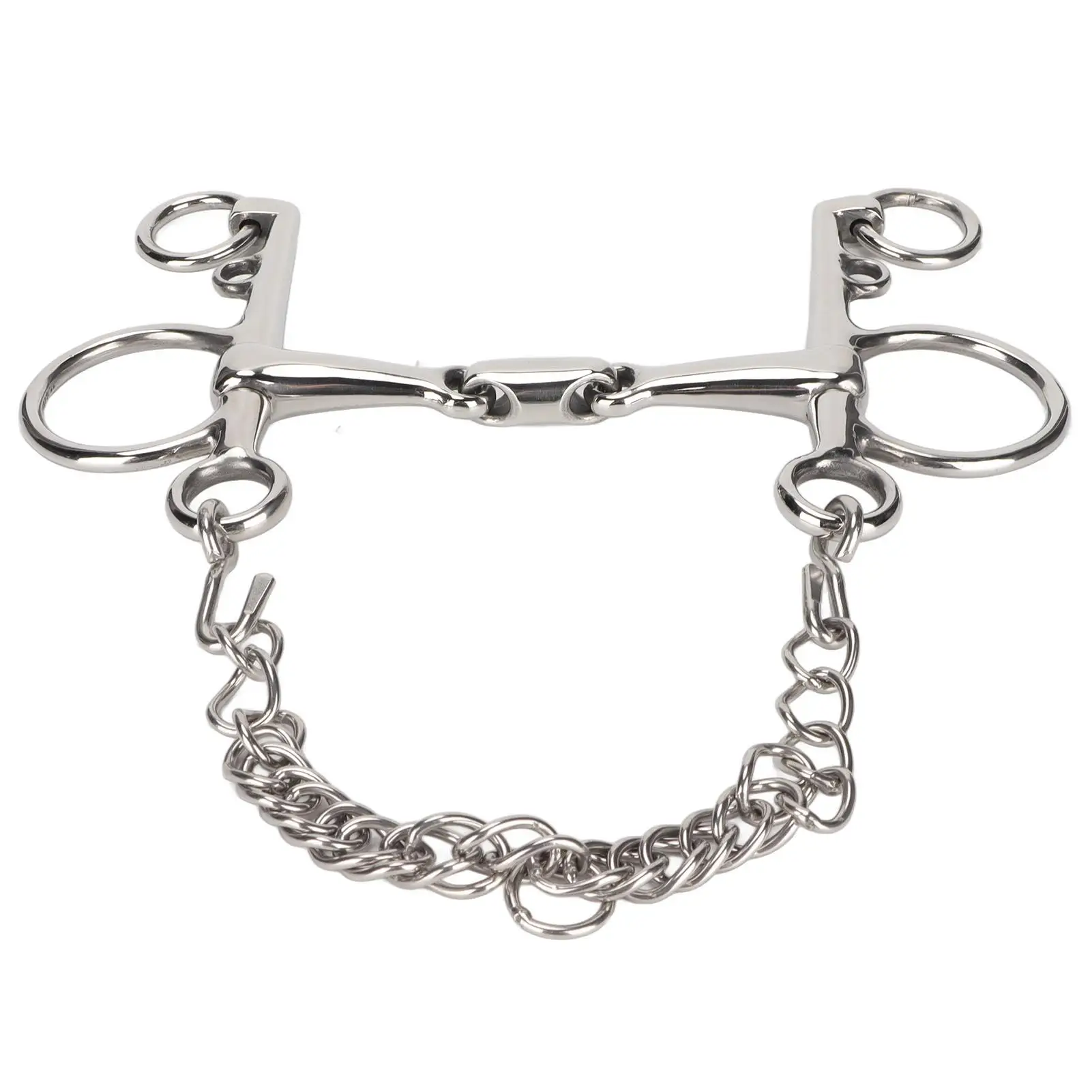 Comfortable Stainless Steel Pelham Horse Bit - Gnaw Resistant, Easy Control with Chain - Ideal for Riding