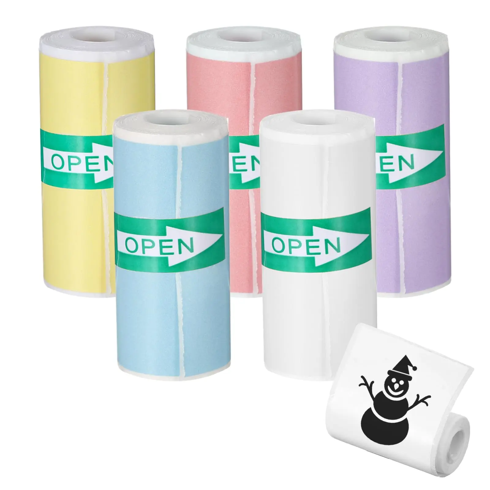 Selbstklebendes Mini-Drucker-Aufkleberpapier, farbenfrohes Thermodruckerpapier-Set, thermisches Aufkleberpapier 57 × 25 mm, tintenlose Nachfüllung