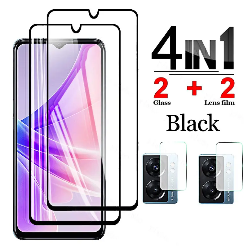 4-in-1 for OPPO A77s A77 A76 A74 A73 A72 5g Tempered Glass Full Glue Cover Screen Protector for OPPO A 77s 77 76 73 72 Lens Glas