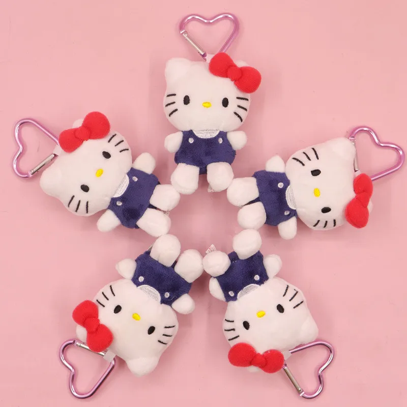 New Product In Stock Japanese Love Button Kt Cat Plush Toy Doll Pendant Cute Bow Girl'S Heart Plush Bag Pendant Surprise Gift