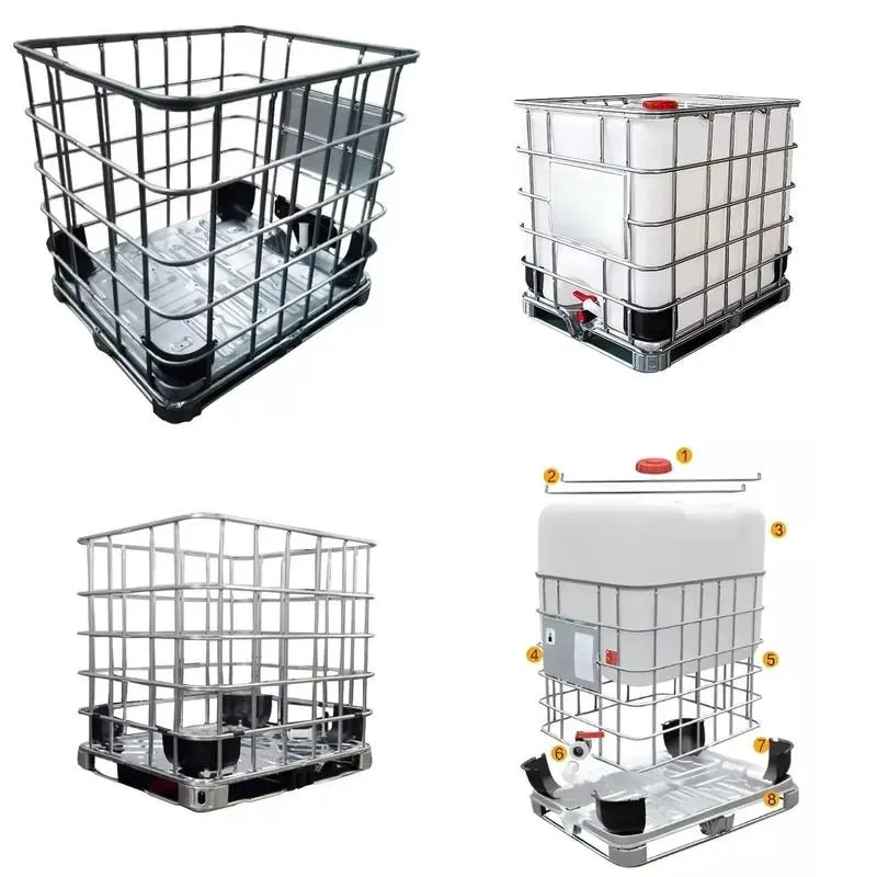 High Strength Galvanized Steel Frame Cage And Accessories For 1000L IBC Tank Trays Lids Valves