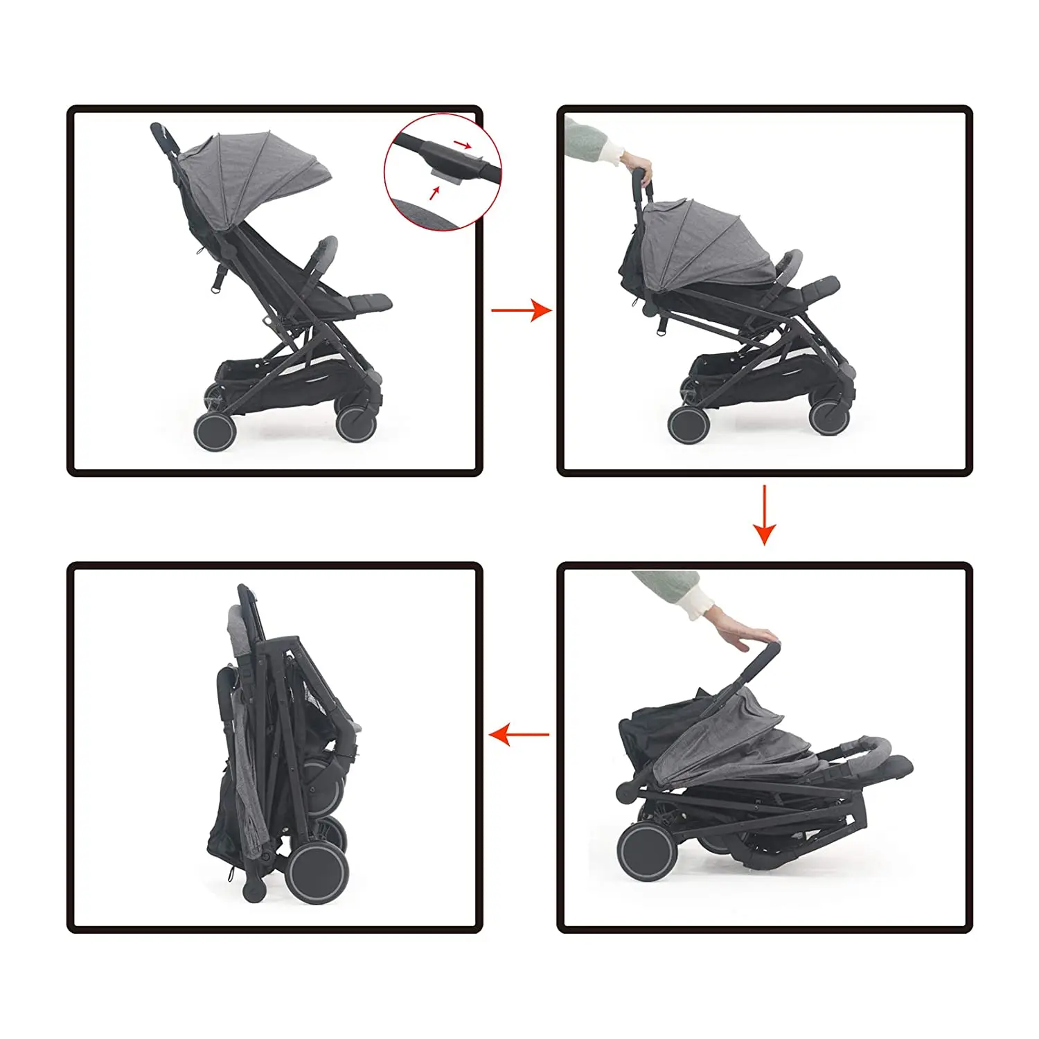 Easy to fold Compact Travel Stroller for Airplane Kids pram