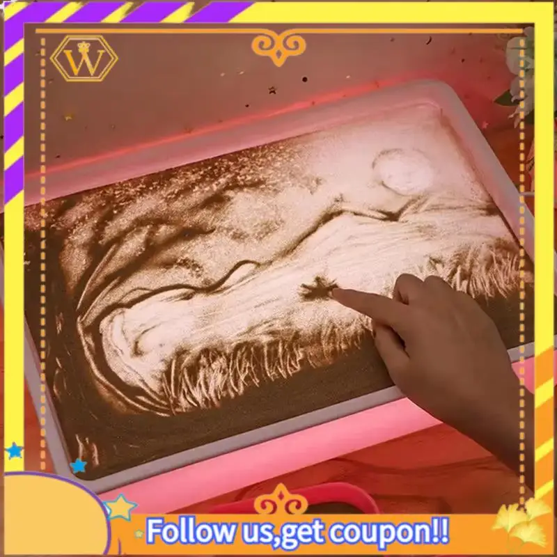 Latest-DIY Creativity Table Sand Art Drawing Light Box For Kids Mini Tabletop Lightbox With LED For Sand Art Holiday Xmas Pink