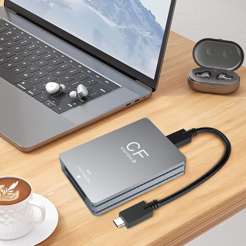 Lettore di schede CFexpress tipo B e SD 2 in 1 Adattatore per lettore CFexpress USB 3.2 10 Gbps Supporto doppio slot Android/Windows/OS per SLR