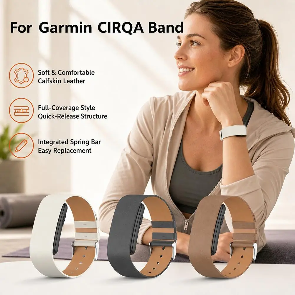 For Garmin CIRQA Leather Replacement Strap Quick Release Integrated Wristband Soft Comfortable Casual Business Wear