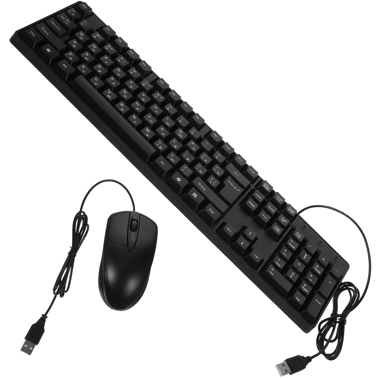 Wired Mouse Keyboard Compact with Numeric Keypad for Laptop Electronic Game Office Black Work
